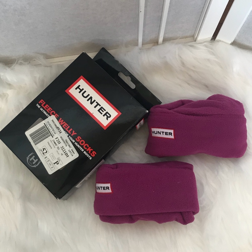 NWT!đź’ĄHunter Tall Fleece Welly Socks in Magenta - Picture 2 of 5